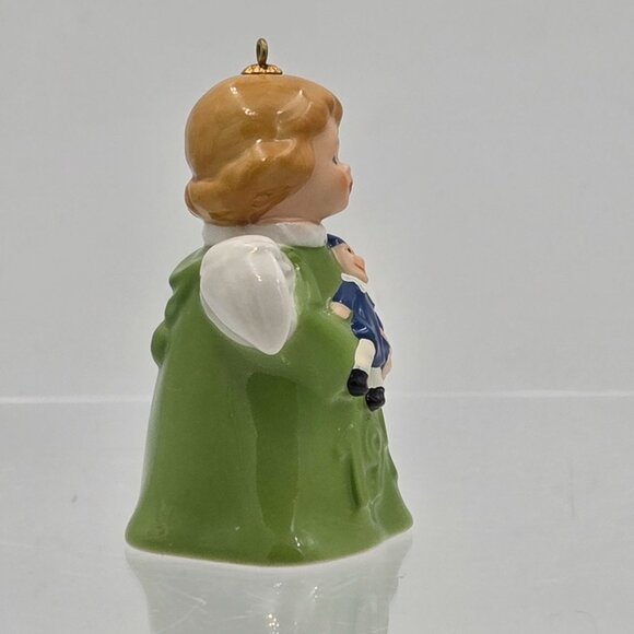 Goebel Hummel Angel Bell Ornament 1994 Green Angel with Clown Nineteenth Edition - Picture 6 of 11